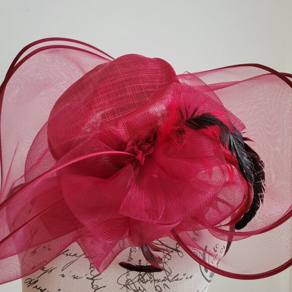 Paris Magenta Fascinator Hat – Elegant Organza Headpiece for Wedding & Derby main image 8